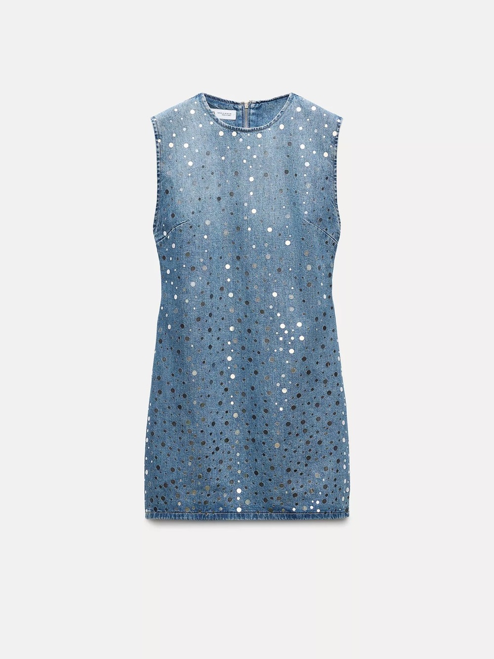 Zara Blue Denim Dress with Silver Polka Dots